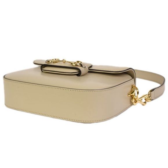 Gucci Horsebit GG Mini Shoulder Bag Beige Leather Web Stripe Strap Gold Hardware - Picture 5 of 9